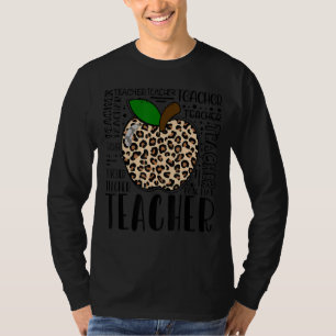 Teacher Life Leopard Apple Cute Teacher Appreciati T-Shirt