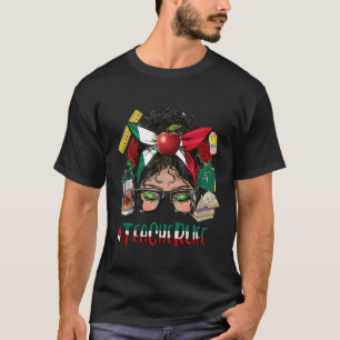 Teacher Life Messy Bun Pride Mexican Flag Mothers T-Shirt