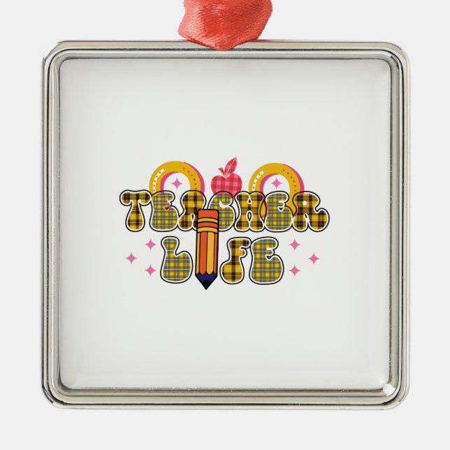 Teacher Life Metal Tree Decoration (Front)