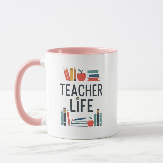 Teacher Life Modern Typography Design Mug (Left)