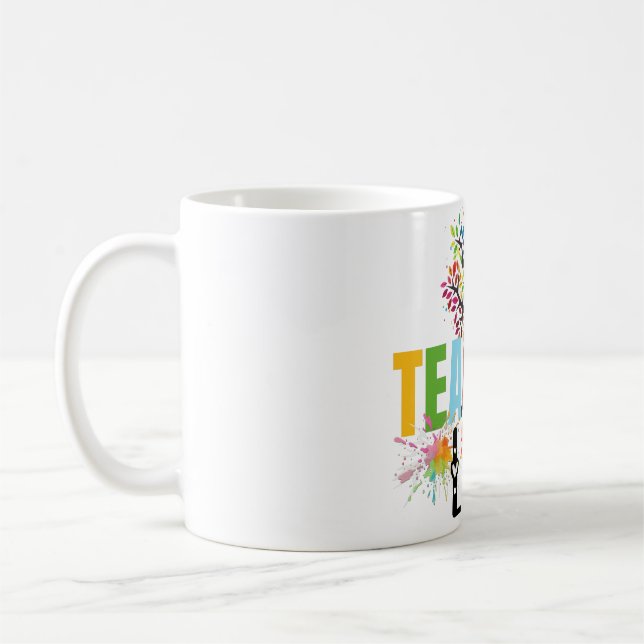 Teacher life rainbow apple tree coffee mug (Left)