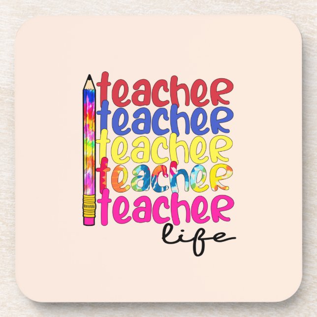 Teacher Life Repeated Pattern - Stylish Educator Coaster (Front)