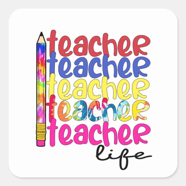 Teacher Life Repeated Pattern - Stylish Educator Square Sticker (Front)
