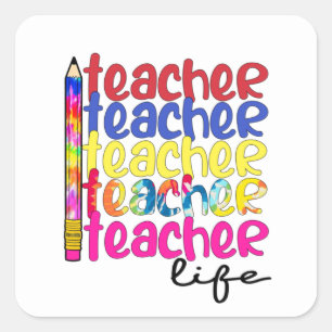 Teacher Life Repeated Pattern - Stylish Educator Square Sticker