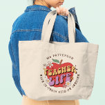 Teacher Life Wake Teach School Personalised Name<br><div class="desc">Teacher Life Wake Up Teach School Personalised Name Tote Bags features a red apple decorated with groovy flowers with the retro text "teacher life" with the text "Wake up, teach kids, be awesome" below in modern script typography and personalised with your custom name. Perfect for your favourite teacher for teacher...</div>