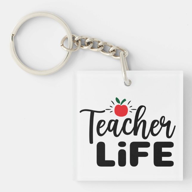 Teacher Life Wordart Key Ring (Front)