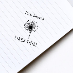 Teacher Likes It Reward Dandelion Rubber Stamp