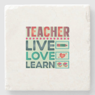 Teacher Live Love Learn Stone Coaster