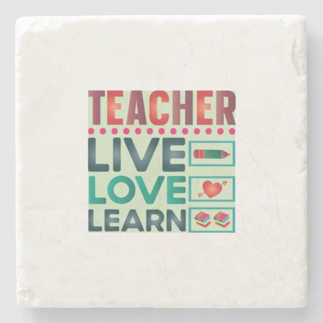 Teacher Live Love Learn Stone Coaster (Front)