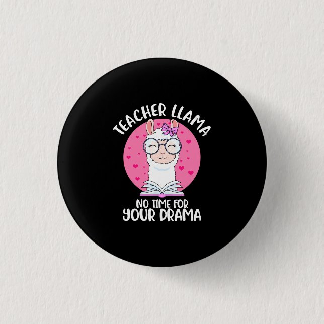 Teacher Llama 3 Cm Round Badge (Front)