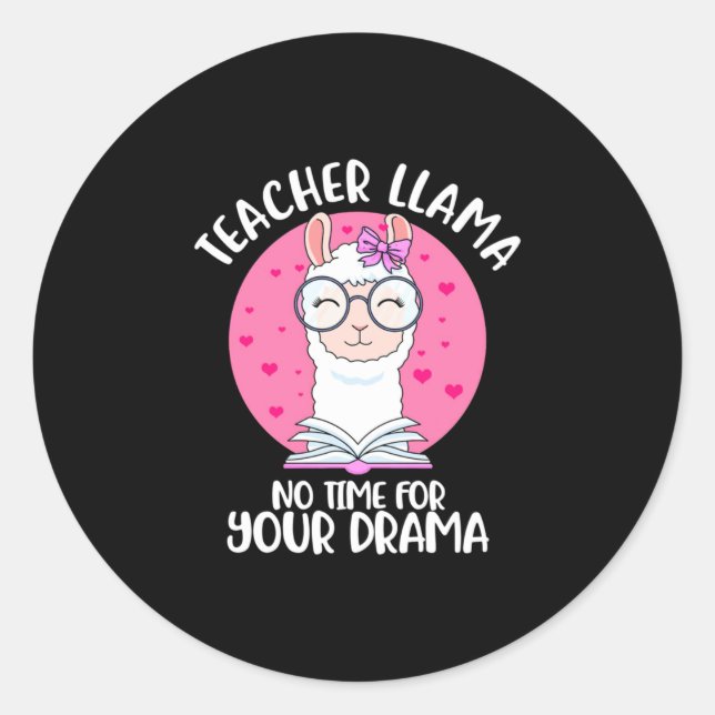 Teacher Llama Classic Round Sticker (Front)