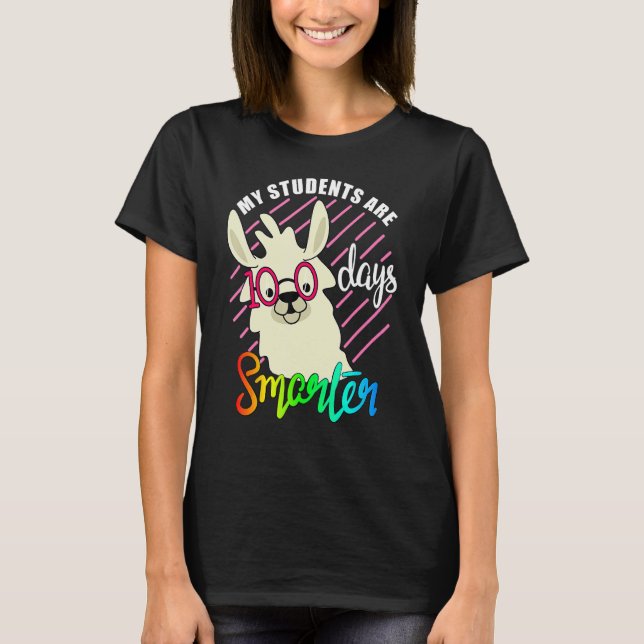 Teacher Llama lovers My Students are 100 Days smar T-Shirt (Front)
