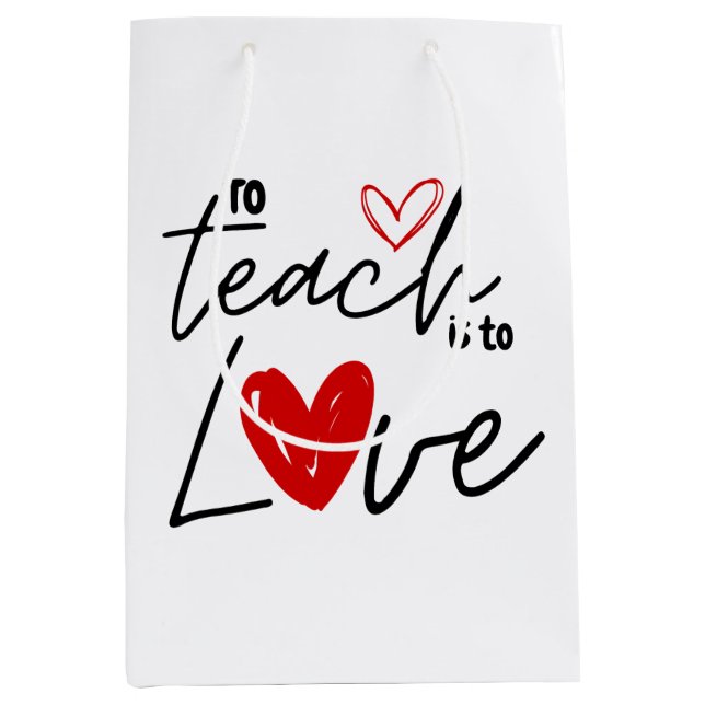 Teacher love 100th school teaching personalised medium gift bag (Front)