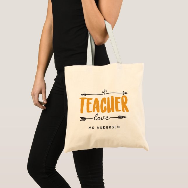 Teacher Love Boho Gold Personalized Tote  Bag (Front (Product))