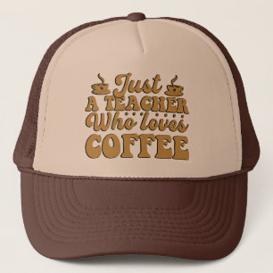 Teacher loves coffee word art trucker hat