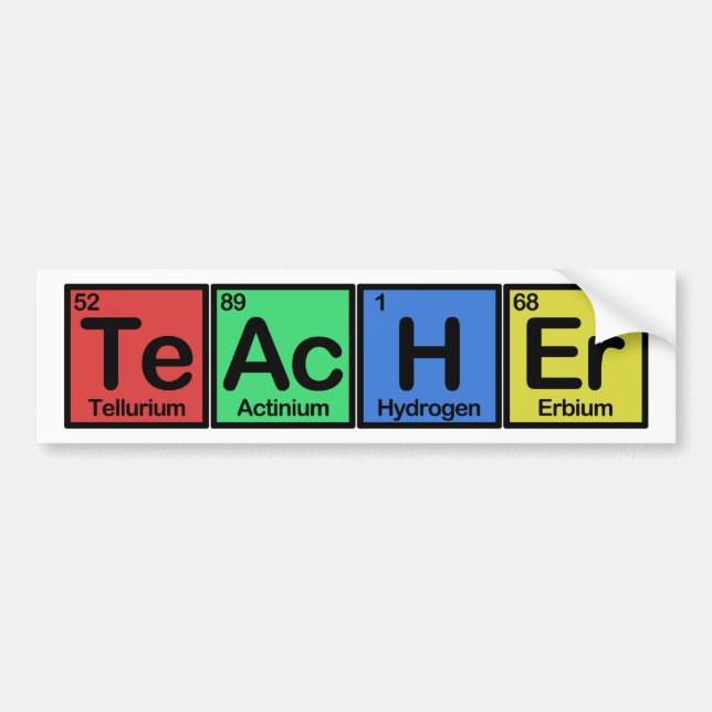 Teacher made of Elements colours Bumper Sticker (Front)
