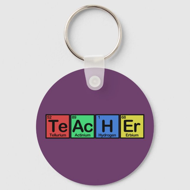 Teacher made of Elements colours Key Ring (Front)