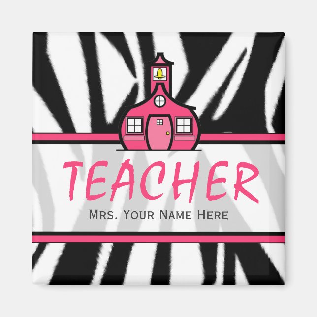 Teacher Magnet - Black Zebra Print (Front)
