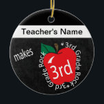 Teacher Makes 3rd Grade Rock | Chalkboard Ceramic Tree Decoration<br><div class="desc">⭐⭐⭐⭐⭐ 5 Star Review. Third Grade School Teacher Ornament. An Unique Vintage Style 3rd grade school teacher design ready for you to personalise. Featured in a vintage school style with the saying "3rd Grade Rocks" 🥇AN ORIGINAL COPYRIGHT ART DESIGN by Donna Siegrist ONLY AVAILABLE ON ZAZZLE! ✔NOTE: ONLY CHANGE THE...</div>