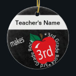 Teacher Makes 3rd Grade Rock | Chalkboard Ceramic Tree Decoration<br><div class="desc">⭐⭐⭐⭐⭐ 5 Star Review ⭐⭐⭐⭐⭐ Teacher Makes 3rd Grade Rock | Chalkboard Ornament. 100% Customisable. If you need further customisation, please click the "Customise it" button and use our design tool to resize, rotate, change colours, add text and more. Made with high resolution vector and/or digital graphics for a professional...</div>