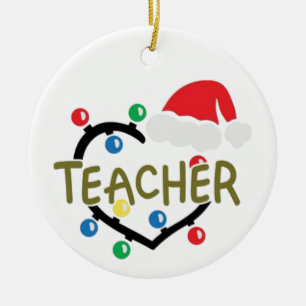 TEACHER/MERRY CHRISTMAS ON OTHER SIDE CERAMIC TREE DECORATION