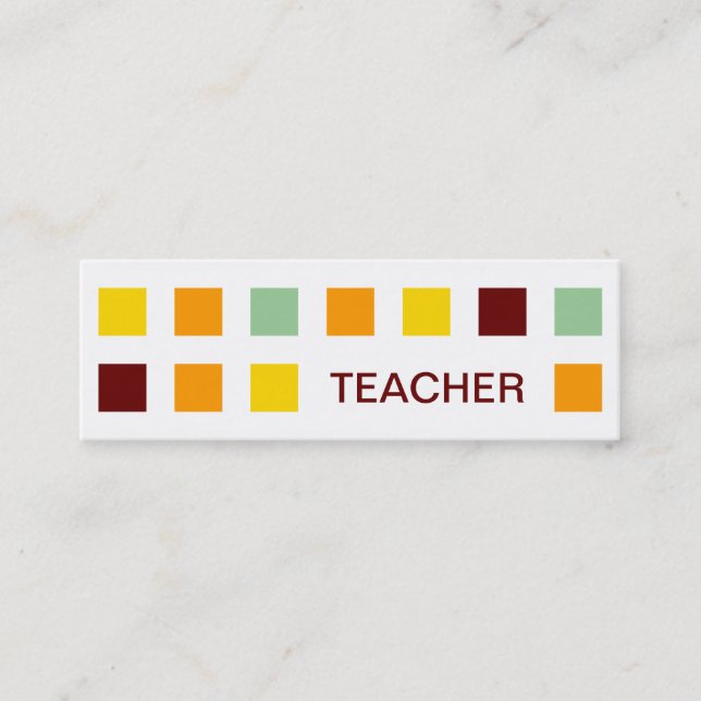 TEACHER (mod squares) Mini Business Card (Front)