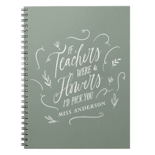 Teacher modern elegant script sage green script 3  notebook