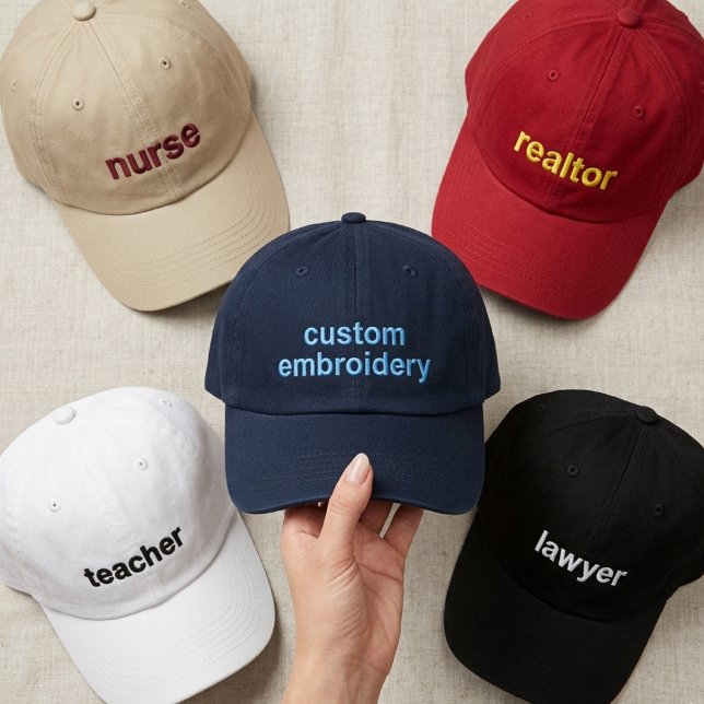 Teacher | Modern Script Nurse Lawyer Graduation Embroidered Hat (teacher appreciation gift, bride bachelorette cap, custom nurse hat, personalized coach hat gift,)
