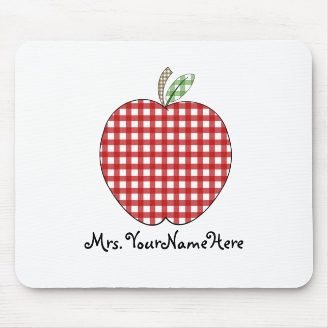 Teacher Mousepad - Red Gingham Apple (Front)