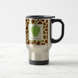 Teacher Mug Green Apple & Giraffe Print