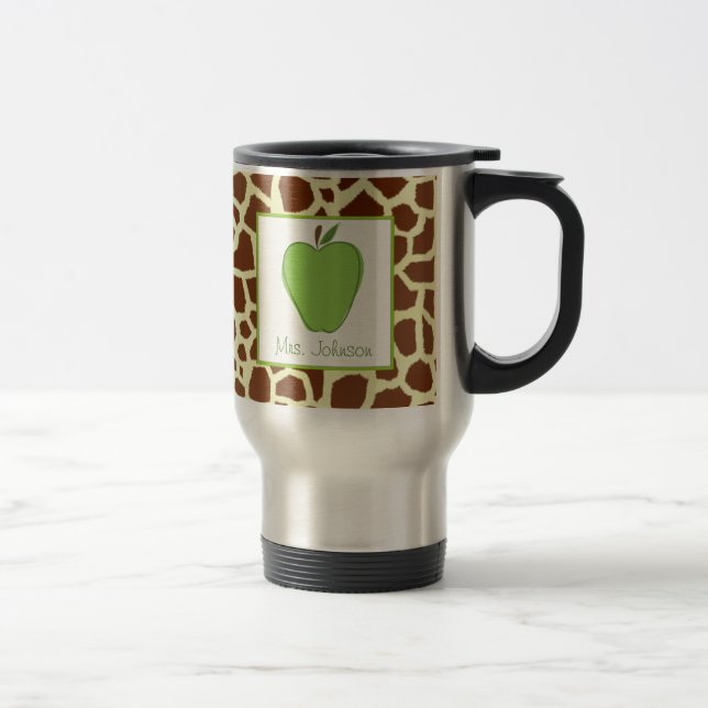 Teacher Mug Green Apple & Giraffe Print (Right)