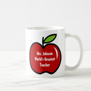 Teacher mug with red apple   Personalizable design