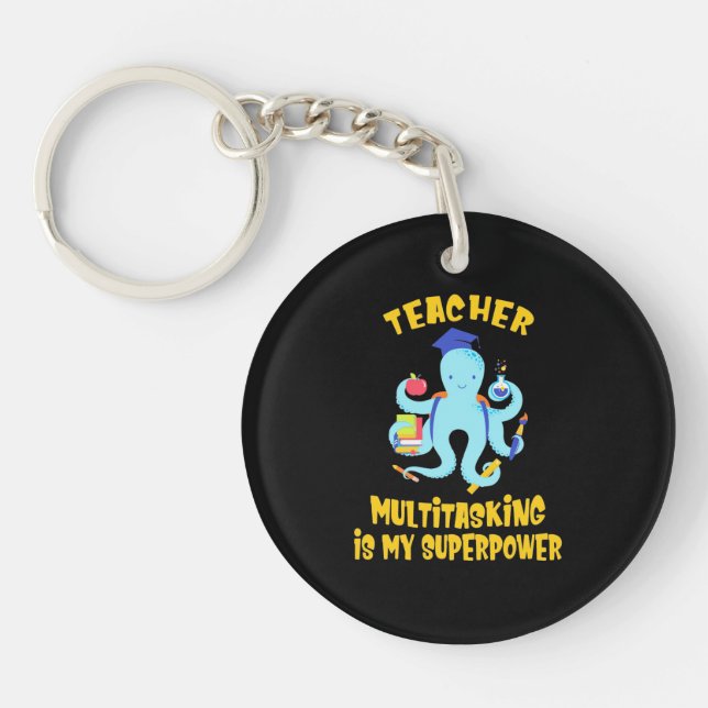 Teacher Multitasking Humour Key Ring (Front)