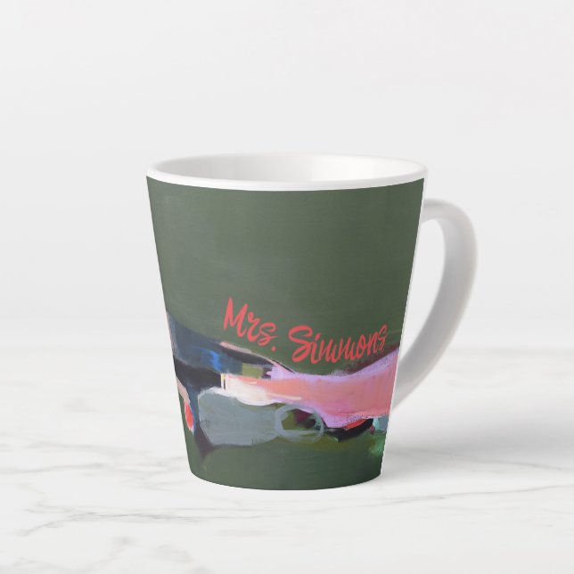  Teacher Name Abstract Art  Latte Mug (Right Angle)