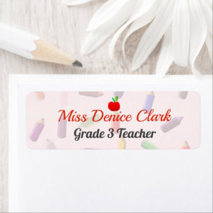 Teacher Name and Class Pink Label