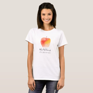Teacher Name and School Watercolor Apple T-Shirt