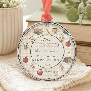 Teacher Name and Year Thank You Gift  Metal Tree Decoration