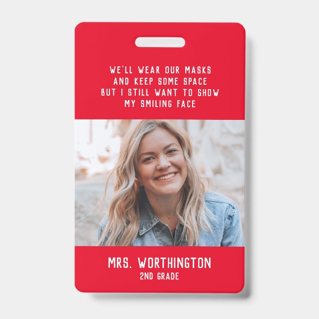 Teacher name badge with photo ID badge (Front)