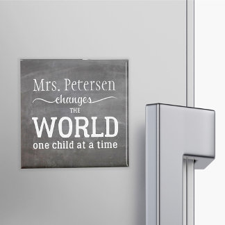 Teacher name chalkboard white typography quote magnet