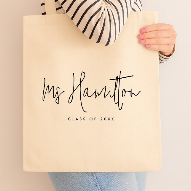 Teacher Name Class of Year Educator Appreciation Tote Bag (Creator Uploaded)