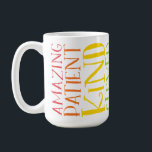 TEACHER NAME colourful rainbow positive word stack Coffee Mug<br><div class="desc">by kat massard >>> https://linktr.ee/simplysweetpaperie <<<
THE perfect,  practical (and flattering) gift for your child's teacher or educator - personalised with their name - total staff room envy</div>