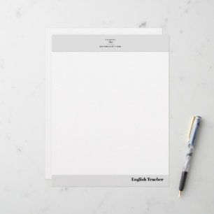 Teacher name elegant quote modern white frame custom letterhead