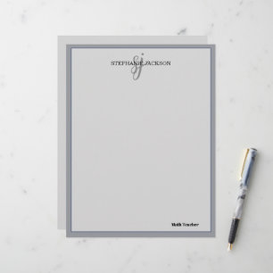 Teacher name elegant quote modern white frame custom letterhead