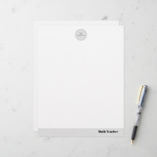 Teacher name elegant quote modern white frame custom letterhead
