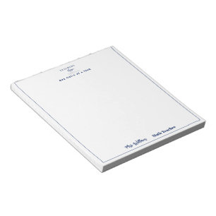 Teacher name elegant quote modern white frame notepad