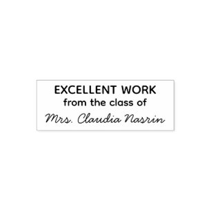 Teacher name personalised excellent work grading self-inking stamp