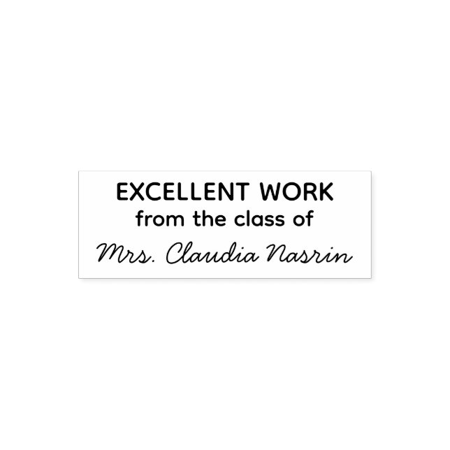 Teacher name personalised excellent work grading self-inking stamp (Design)
