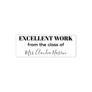 Teacher name personalised excellent work grading self-inking stamp