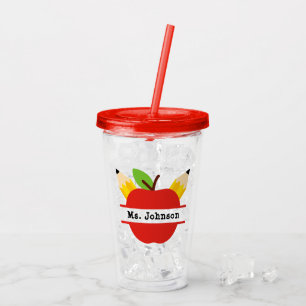 Teacher Name Personalized Apple Acrylic Tumbler