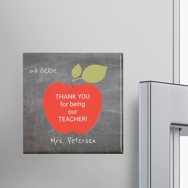 Teacher name | Red apple blackboard thank you Magnet (Creator Uploaded)